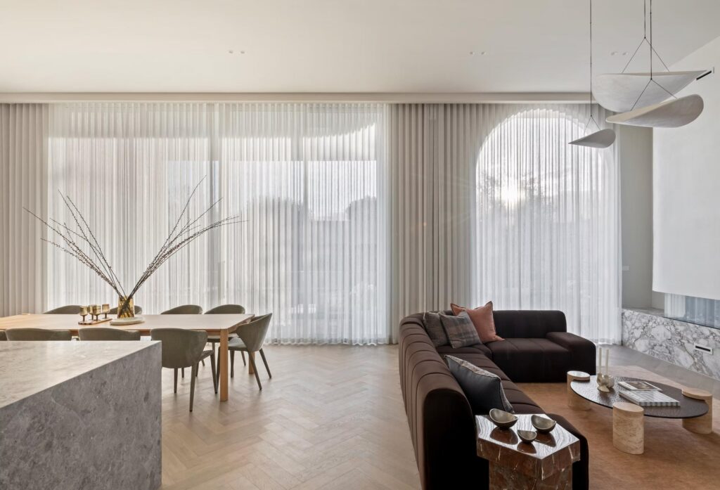 A beautifully styled living room representing a custom Dubsado setup for property stylists